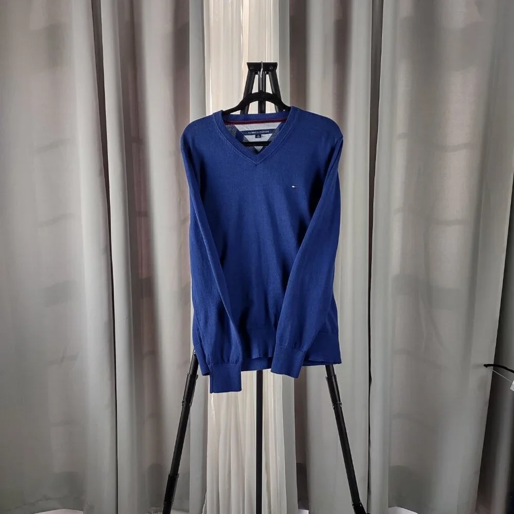 Tommy Hilfiger Men's Blue, 100% Cotton Pullover Crewneck Sweater. Size Large - Picture 2 of 13